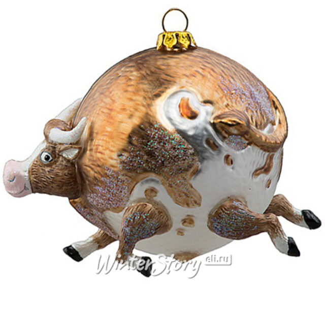 Стеклянная елочная игрушка Корова Ингрид - пролетая над Страсбургом 10 см, подвеска Holiday Classics