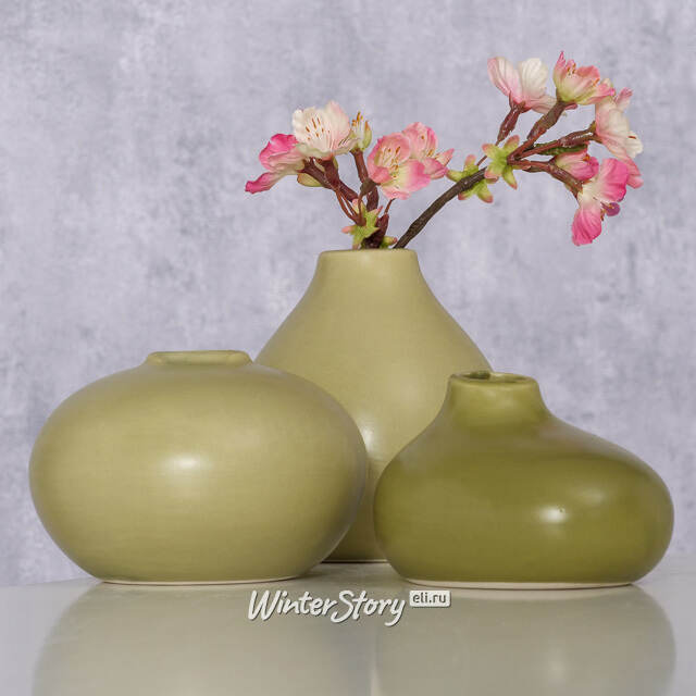 Набор керамических ваз Saint-Denis 11 см оливковый, 3 шт Boltze