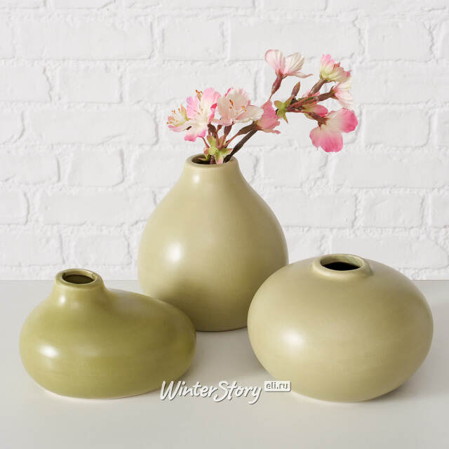 Набор керамических ваз Saint-Denis 11 см оливковый, 3 шт Boltze