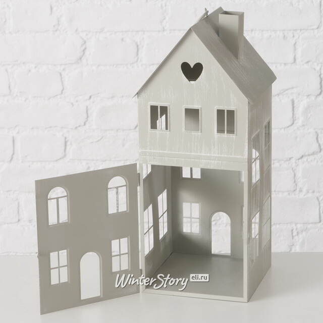 Набор подсвечников-домиков Valence 14-36 см серый, 3 шт Boltze