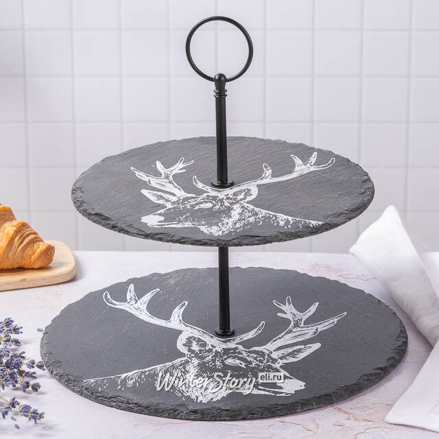 Этажерка двухуровневая для сервировки Moritz 24 см, сланец Boltze