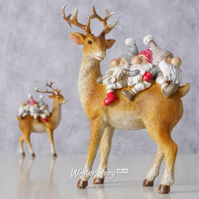Декоративная фигурка Олень Торнейд с гномами 16 см Boltze