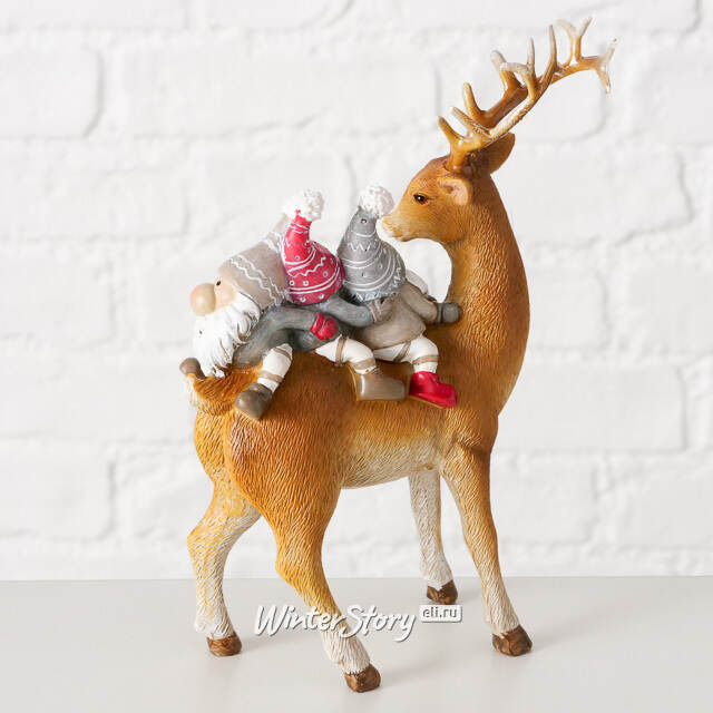 Декоративная фигурка Олень Стабби с гномами 16 см Boltze