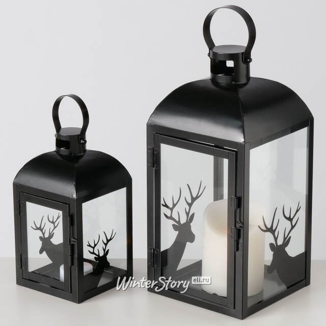 Набор подсвечников-фонарей Gloucester 24-35 см черный, 2 шт Boltze