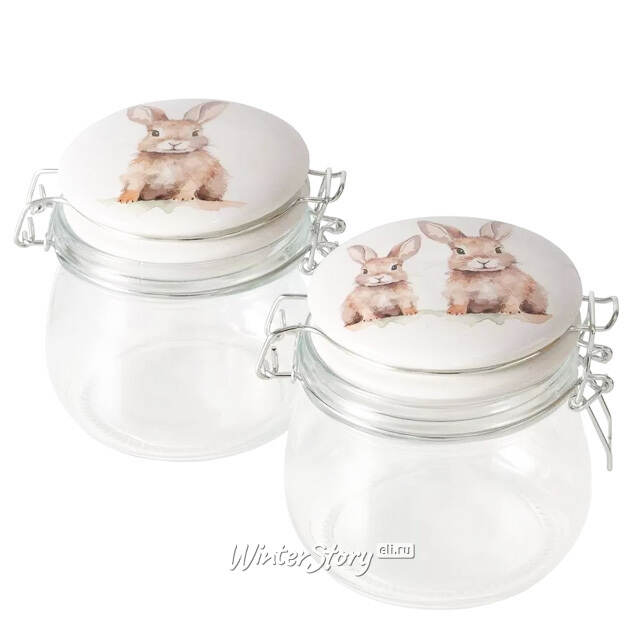 Стеклянная банка для хранения Кролик Этьен 11 см, 450 мл Boltze