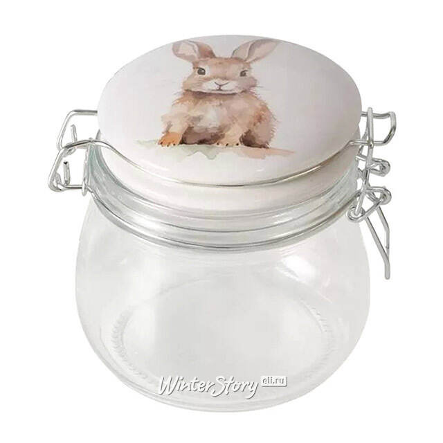 Стеклянная банка для хранения Кролик Этьен 11 см, 450 мл Boltze
