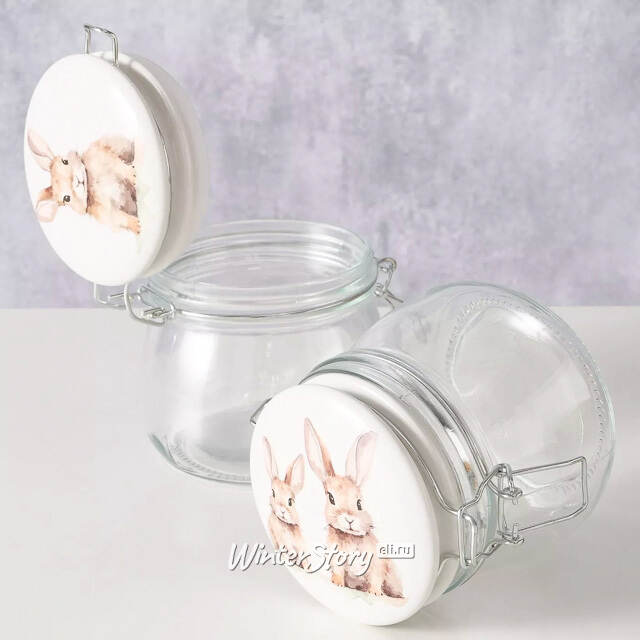 Стеклянная банка для хранения Кролик Этьен 11 см, 450 мл Boltze