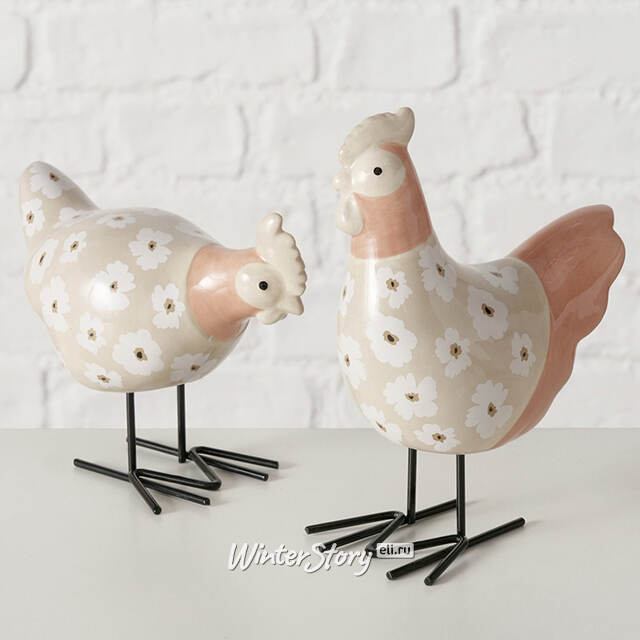 Набор декоративных фигур Gilio: Петушок и Курочка 15 см, 2 шт Boltze