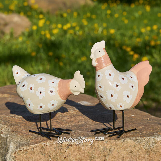 Набор декоративных фигур Gilio: Петушок и Курочка 15 см, 2 шт Boltze