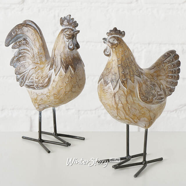 Набор декоративных фигур Asolo: Петушок и Курочка 19 см, 2 шт Boltze