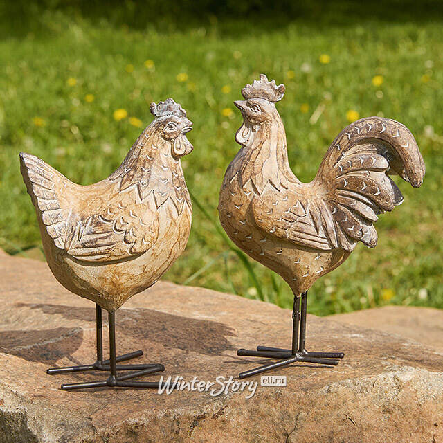 Набор декоративных фигур Asolo: Петушок и Курочка 19 см, 2 шт Boltze