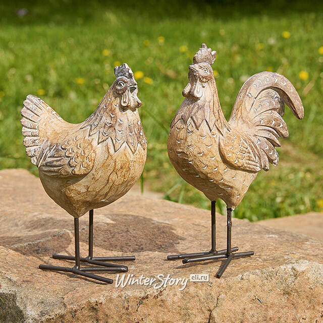 Набор декоративных фигур Asolo: Петушок и Курочка 19 см, 2 шт Boltze