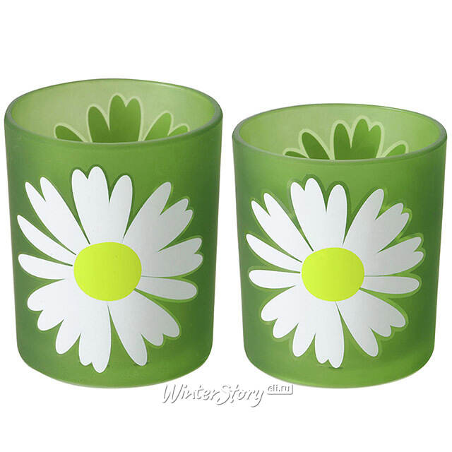 Набор стеклянных подсвечников White Daisy 9-11 см, 2 шт Boltze