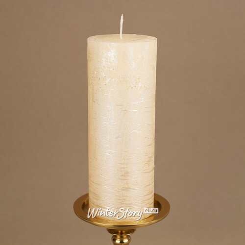 Декоративная свеча Металлик Гранд 180*68 мм кремовая Kaemingk