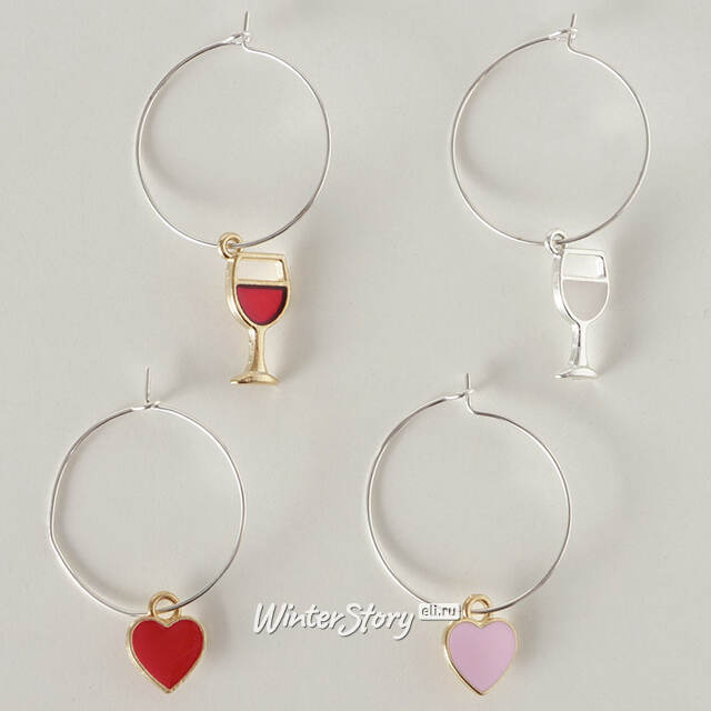 Маркеры для бокалов Love Wine, 4 шт Boltze