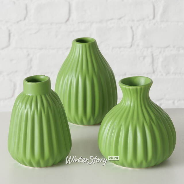 Набор керамических ваз для цветов Leeds 10-12 см зеленый, 3 шт Boltze