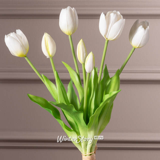Силиконовые цветы Тюльпаны Great Milton белые, 7 шт Boltze