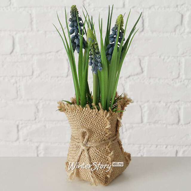 Искусственный цветок в горшке Мускари 19 см Boltze