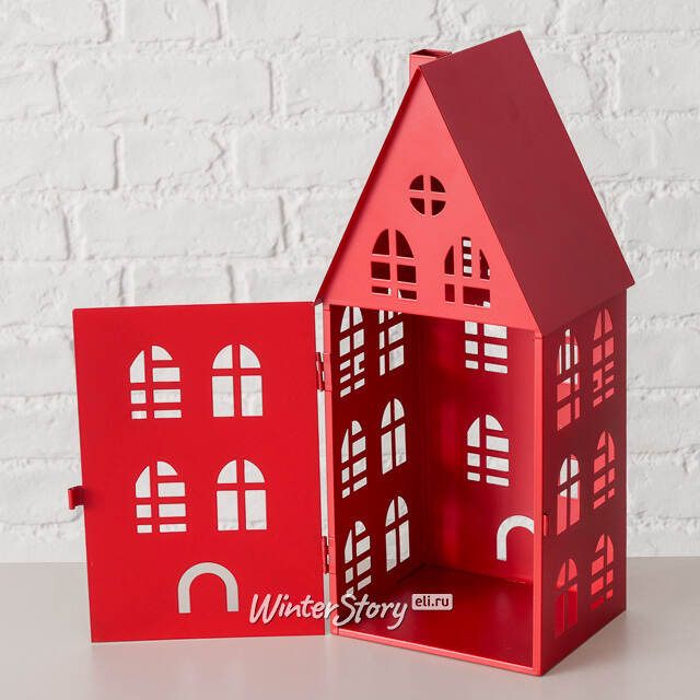 Набор подсвечников - домиков Belfast 13-38 см красный, 3 шт Boltze