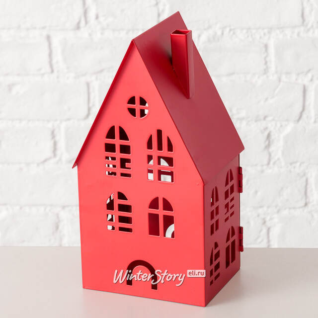 Набор подсвечников - домиков Belfast 13-38 см красный, 3 шт Boltze