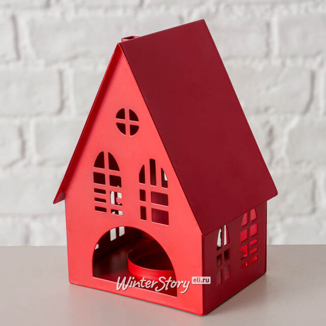 Набор подсвечников - домиков Belfast 13-38 см красный, 3 шт Boltze