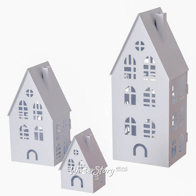 Набор подсвечников - домиков Belfast 13-38 см белый, 3 шт Boltze