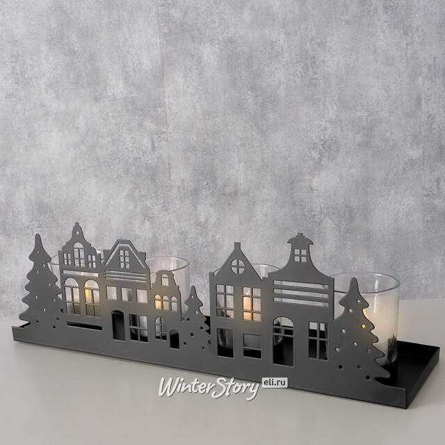 Декоративный подсвечник Домики Hiddenville 35*11 см Boltze