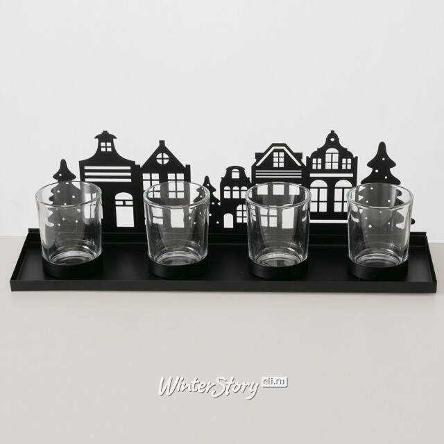 Декоративный подсвечник Домики Hiddenville 35*11 см Boltze