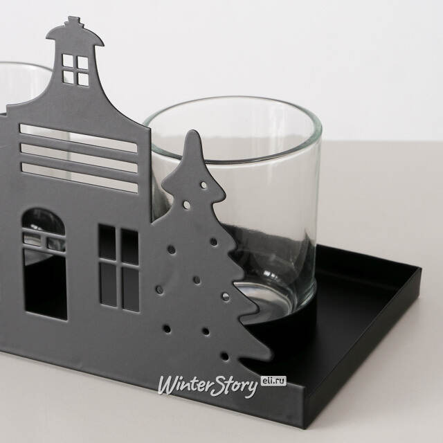 Декоративный подсвечник Домики Hiddenville 35*11 см Boltze