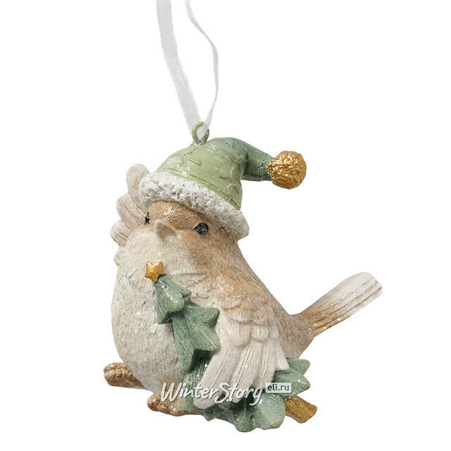 Елочная игрушка Птичка Ману с елочкой 8 см Boltze (Больтце)