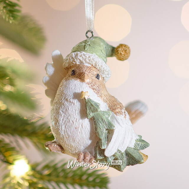 Елочная игрушка Птичка Ману с елочкой 8 см Boltze (Больтце)