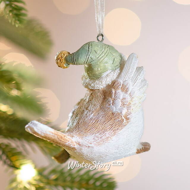 Елочная игрушка Птичка Ману с елочкой 8 см Boltze (Больтце)