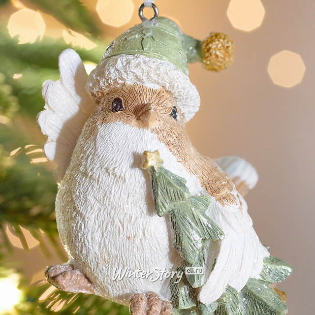 Елочная игрушка Птичка Ману с елочкой 8 см Boltze (Больтце)