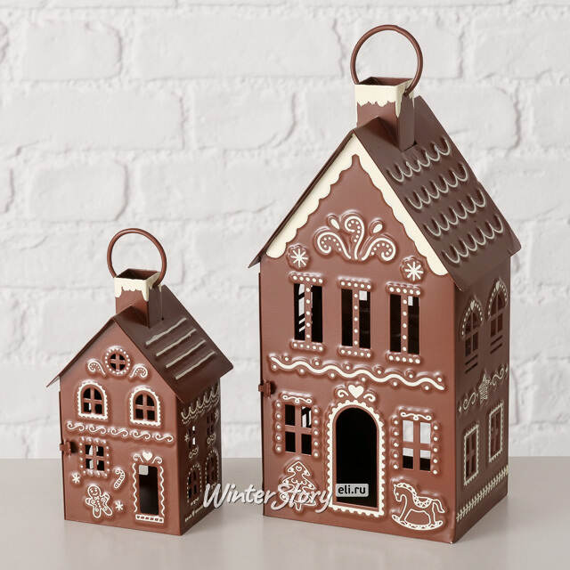 Набор металлических подсвечников - домиков Gingerbread House 9-13 см, 2 шт Boltze