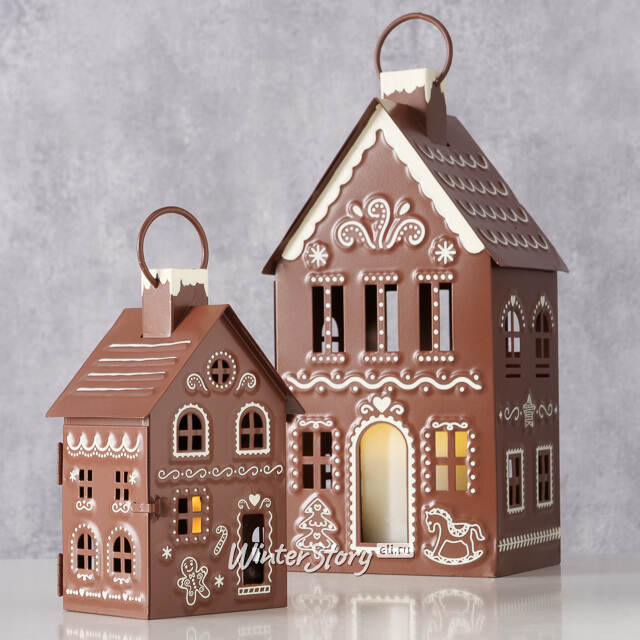 Набор металлических подсвечников - домиков Gingerbread House 9-13 см, 2 шт Boltze