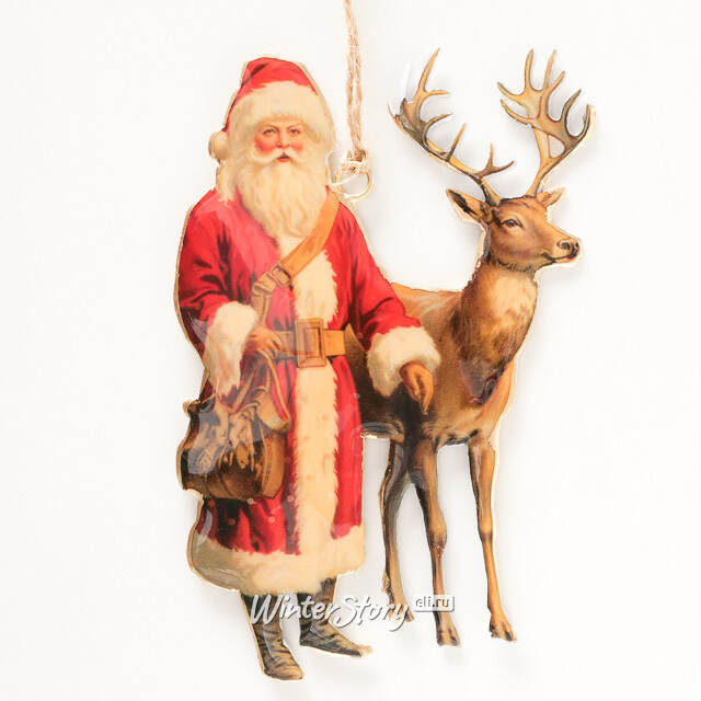 Елочная игрушка Санта и Олень Рудольф - Christmas Derbyshire 15 см Boltze