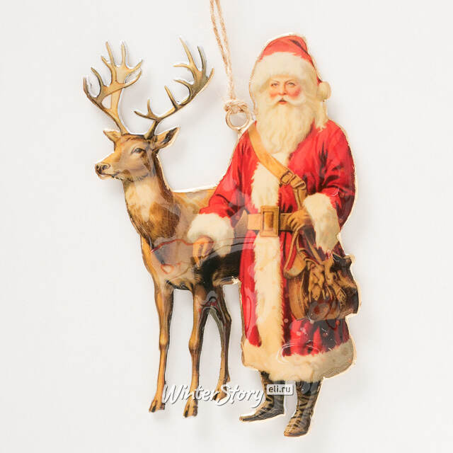 Елочная игрушка Санта и Олень Рудольф - Christmas Derbyshire 15 см Boltze