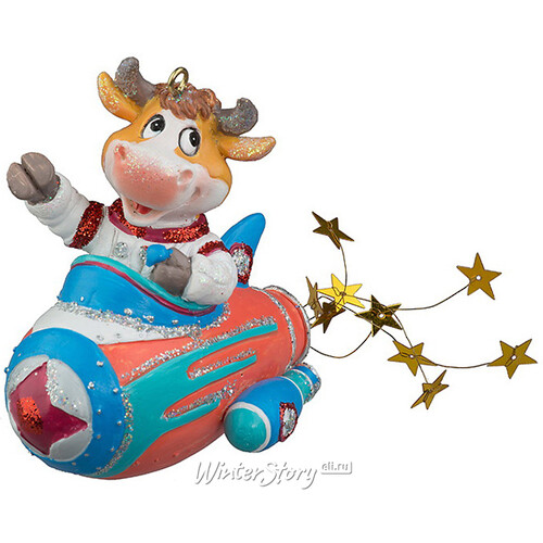 Елочная игрушка Бычок Феликс - Звёздный Астронавт 8 см, подвеска Holiday Classics