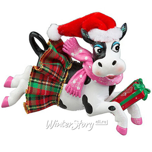 Елочное украшение Корова Бернадетт - Унесённая рождественским ветром 10 см, подвеска Holiday Classics