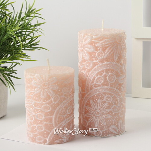 Декоративная свеча Jardin de Flores 15*7 см, розовая Kaemingk
