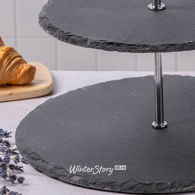 Этажерка двухуровневая для сервировки закусок 25 см, сланец Koopman