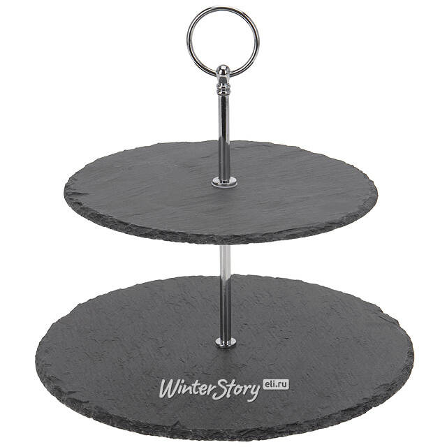 Этажерка двухуровневая для сервировки закусок 25 см, сланец Koopman