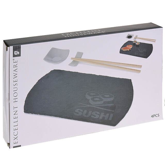 Набор для суши и роллов 30*18 см, 4 предмета, сланец Koopman