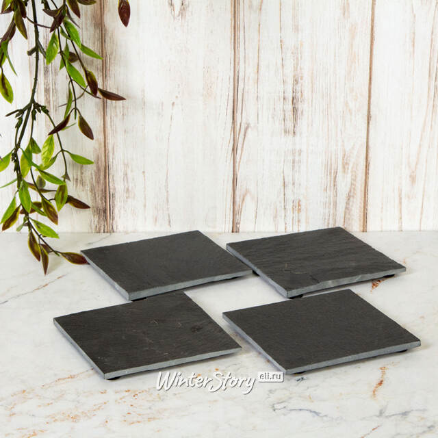 Подставка из сланца 10*10 см квадратная, 4 шт Koopman