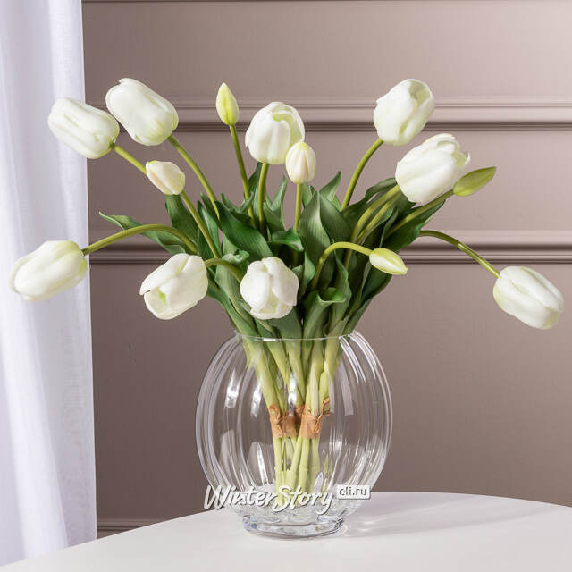 Силиконовые тюльпаны Белый Принц 5 шт, 48 см EDG