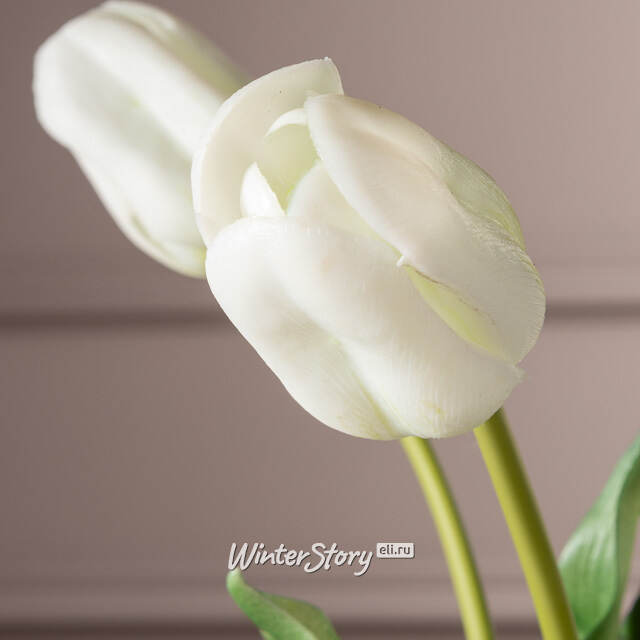Силиконовые тюльпаны Белый Принц 5 шт, 48 см EDG