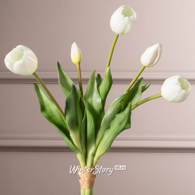 Силиконовые тюльпаны Vanilla Cream 5 шт, 40 см EDG