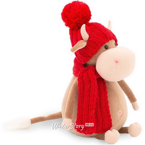 Мягкая игрушка Бычок Яшка 20 см в красном шарфике и шапочке Orange Toys