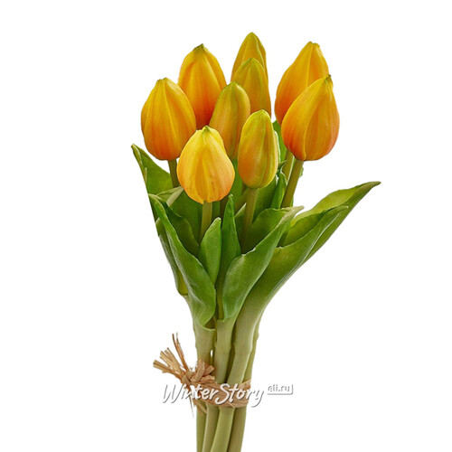 Силиконовые тюльпаны Hidalgo 9 шт, 29 см оранжевые EDG