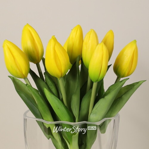 Силиконовые тюльпаны Hidalgo 9 шт, 29 см желтые EDG
